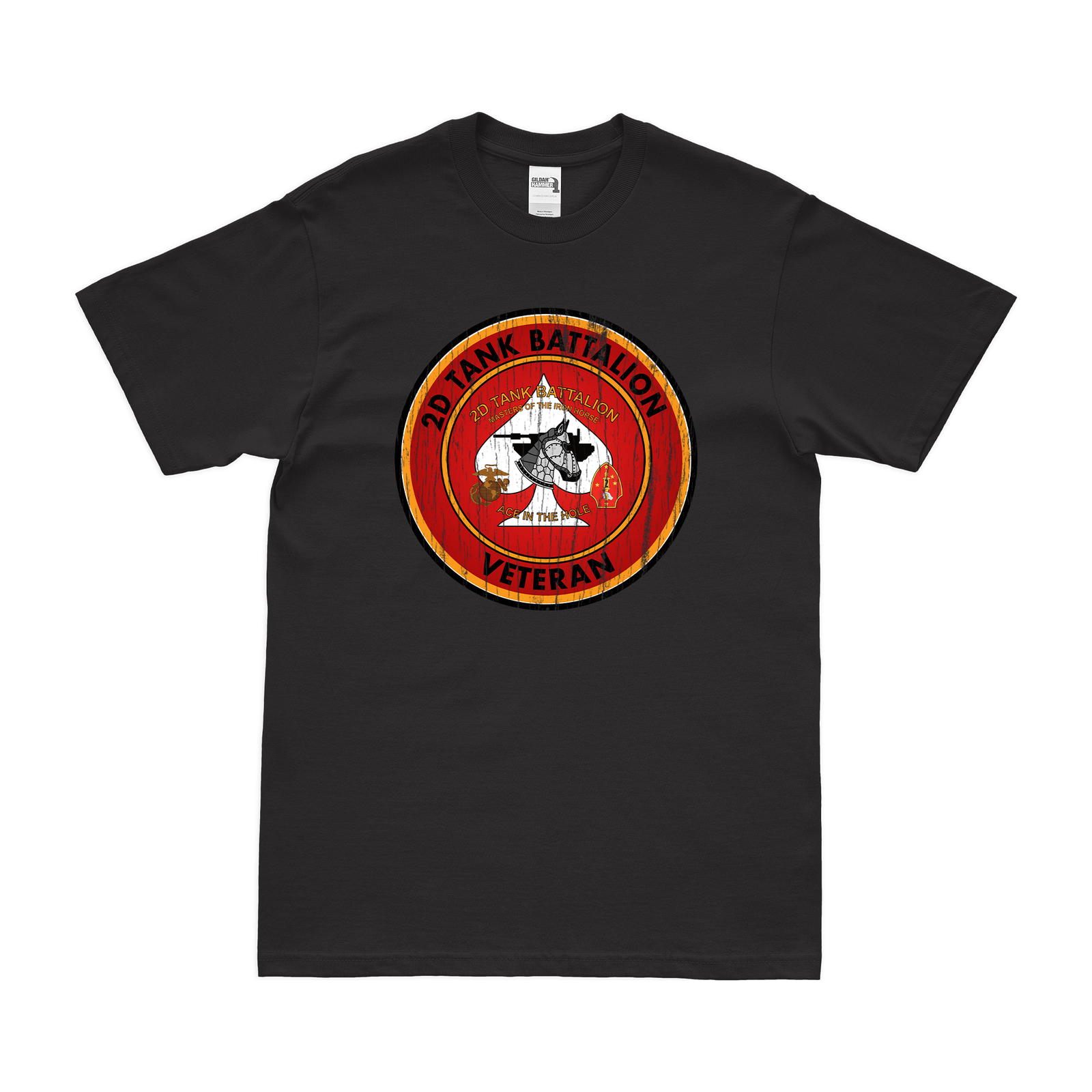 2nd Tank Battalion Veteran USMC T-Shirt Tactically Acquired Black Distressed Small