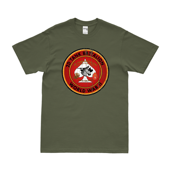 2nd Tank Battalion WW2 Legacy USMC T-Shirt Tactically Acquired Military Green Distressed Small