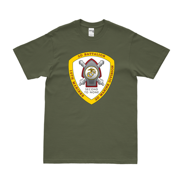 2nd Bn 10th Marines (2/10 Marines) Logo T-Shirt Tactically Acquired Military Green Clean Small