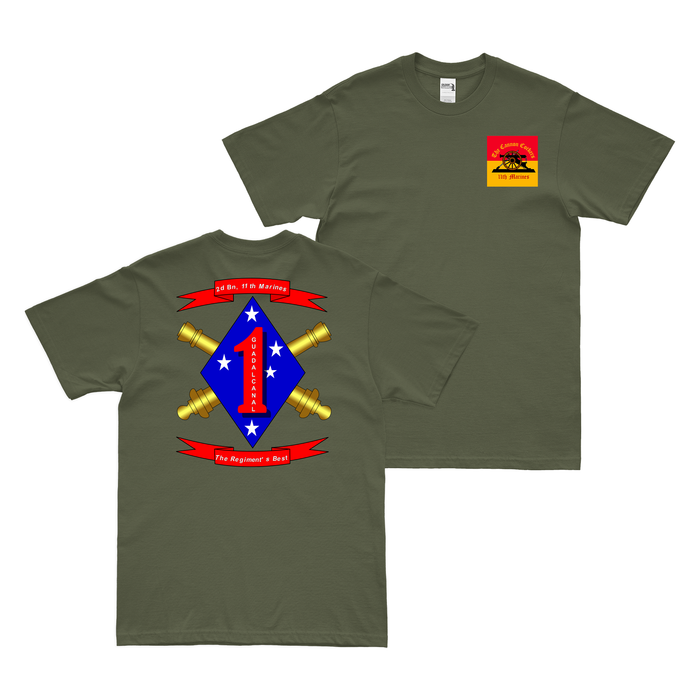 Double-Sided 2-11 Marines 11th Marine Regiment T-Shirt Tactically Acquired Military Green Small 