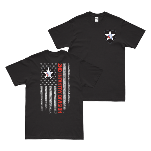 Double-Sided 2nd Infantry Division American Flag T-Shirt Tactically Acquired Black Small 