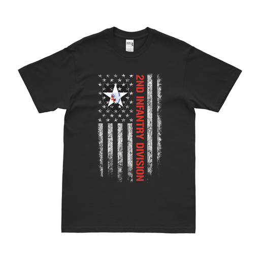 U.S. Army 2nd Infantry Division American Flag T-Shirt Tactically Acquired Black Small 