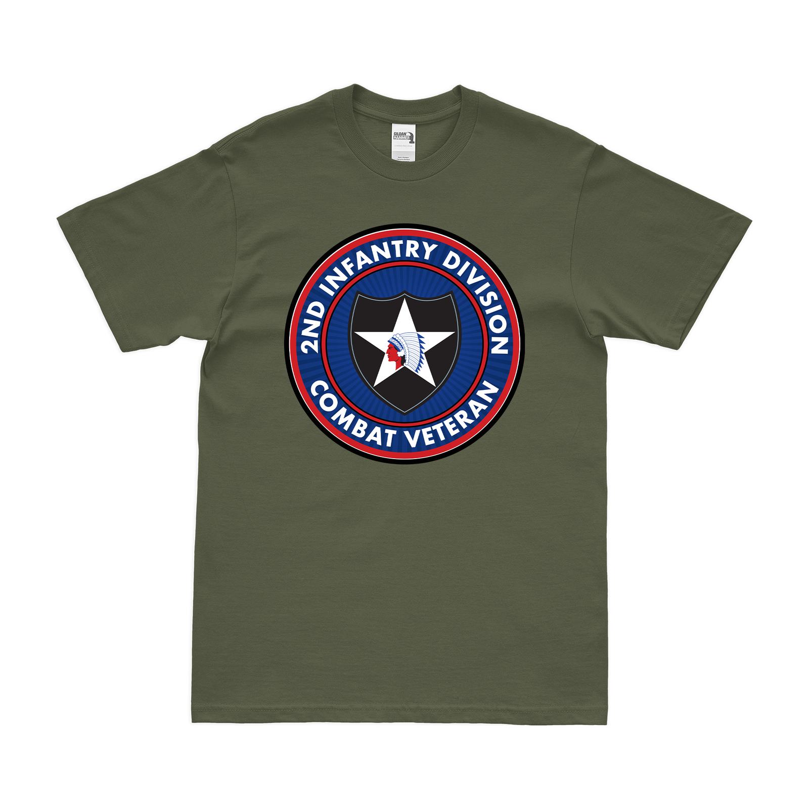 U.S. Army 2nd Infantry Division Combat Veteran T-Shirt Tactically Acquired Military Green Small 