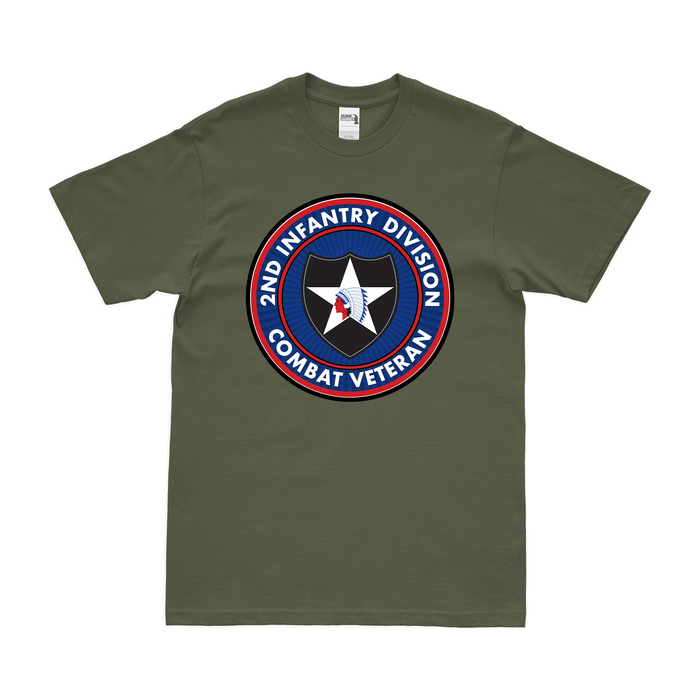 U.S. Army 2nd Infantry Division Combat Veteran T-Shirt Tactically Acquired Military Green Small 