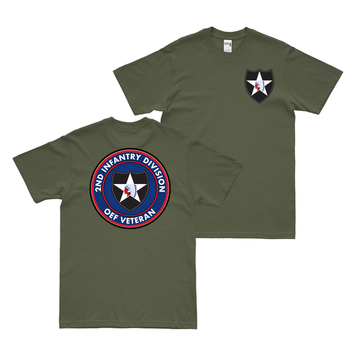 Double-Sided 2nd Infantry Division OEF Veteran T-Shirt Tactically Acquired Military Green Small 