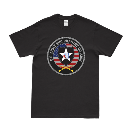 Patriotic 2nd Infantry Division American Flag Emblem T-Shirt Tactically Acquired Black Small 