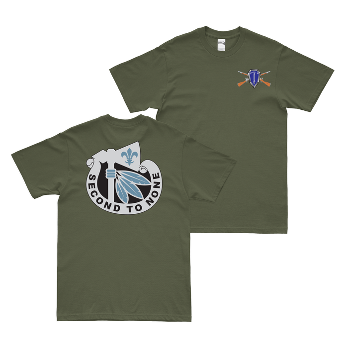 Double-Sided 2nd Infantry Division DUI T-Shirt Tactically Acquired Military Green Small 