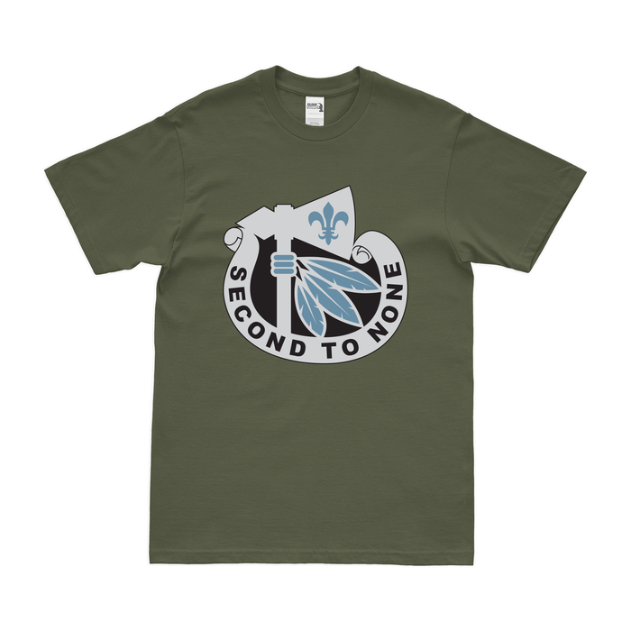 U.S. Army 2nd Infantry Division DUI Emblem T-Shirt Tactically Acquired Military Green Small 