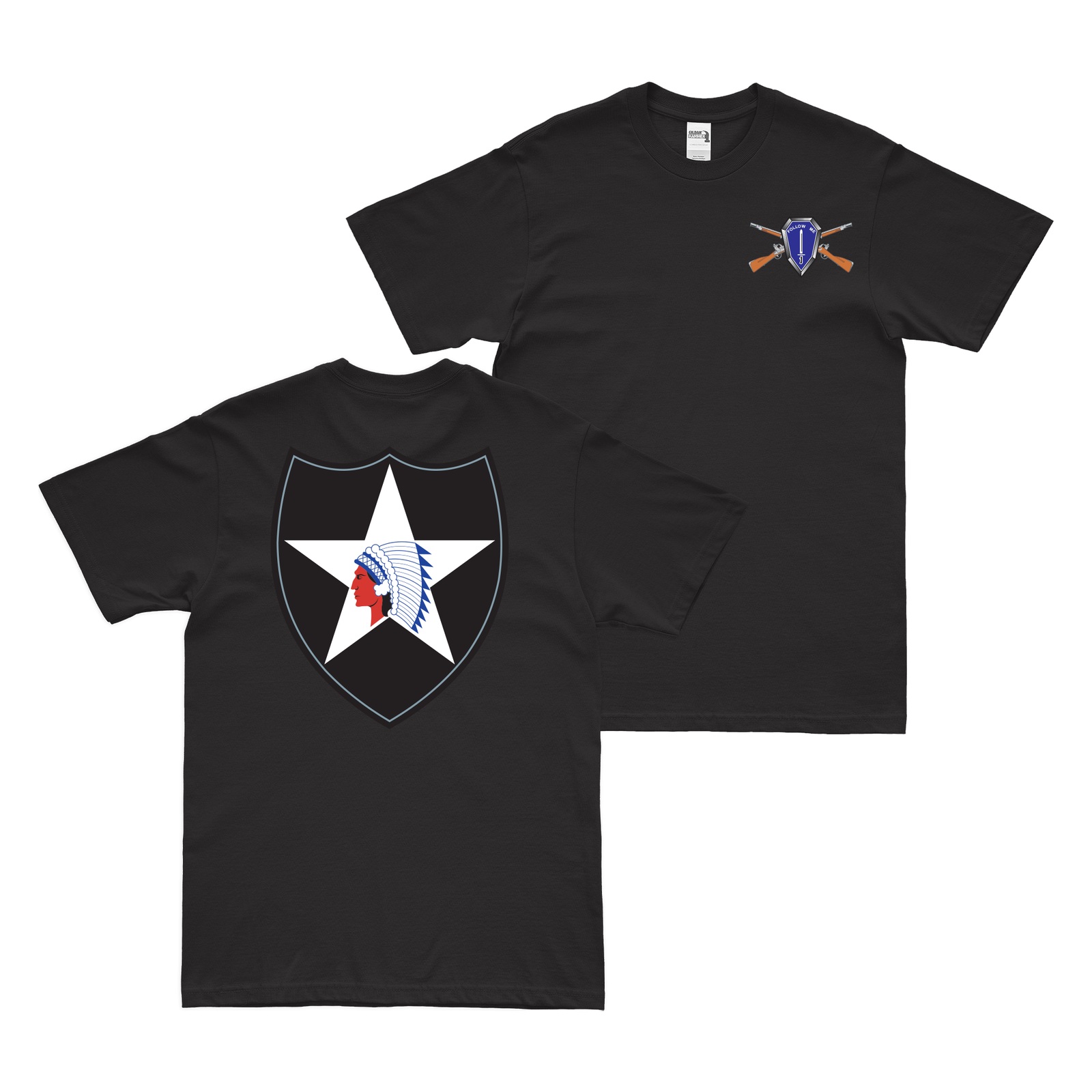 Double-Sided 2nd Infantry Division SSI T-Shirt Tactically Acquired Black Small 