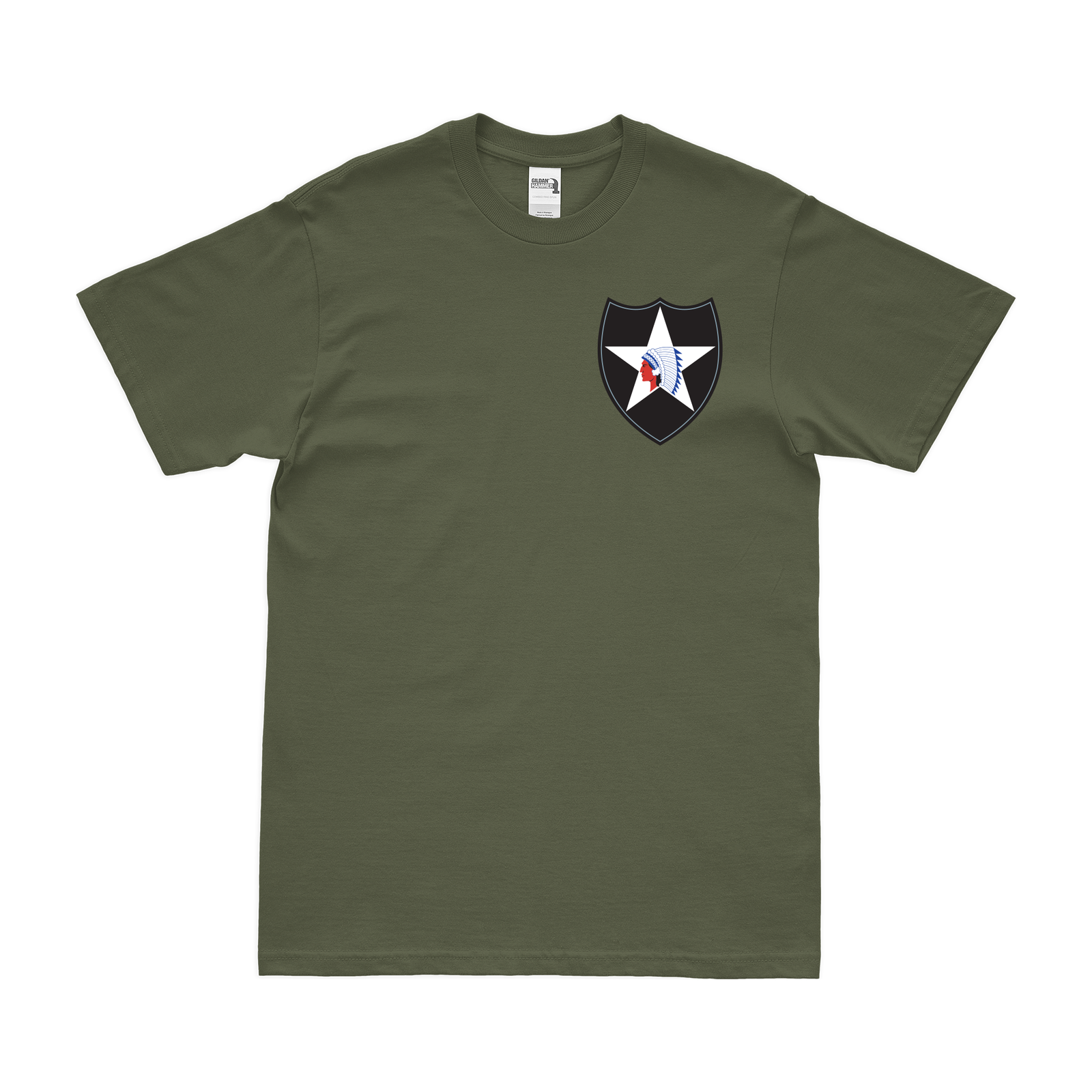 U.S. Army 2nd Infantry Division Left Chest SSI Emblem T-Shirt Tactically Acquired Military Green Small 