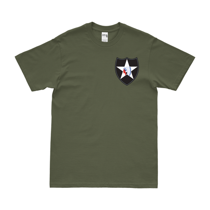 U.S. Army 2nd Infantry Division Left Chest SSI Emblem T-Shirt Tactically Acquired Military Green Small 