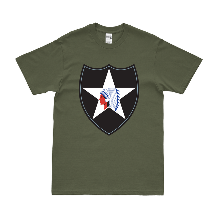 U.S. Army 2nd Infantry Division SSI Emblem T-Shirt Tactically Acquired Military Green Small 