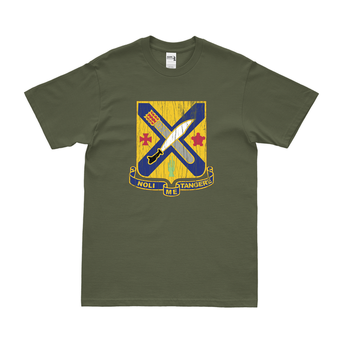 U.S. Army 2nd Infantry Regiment Logo Emblem T-Shirt Tactically Acquired Military Green Distressed Small