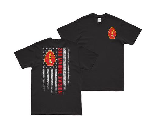 Double-Sided 2nd Marine Division American Flag T-Shirt Tactically Acquired Small Black 
