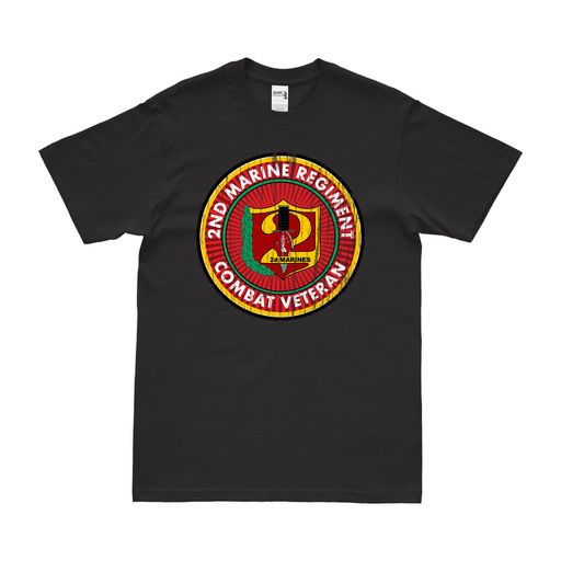 2nd Marine Regiment Combat Veteran T-Shirt Tactically Acquired Black Distressed Small
