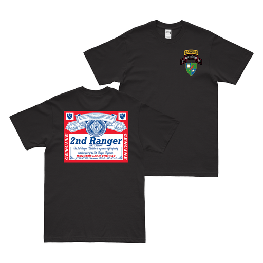 Double-Sided 2nd Ranger Battalion Budweiser T-Shirt Tactically Acquired Black Small 