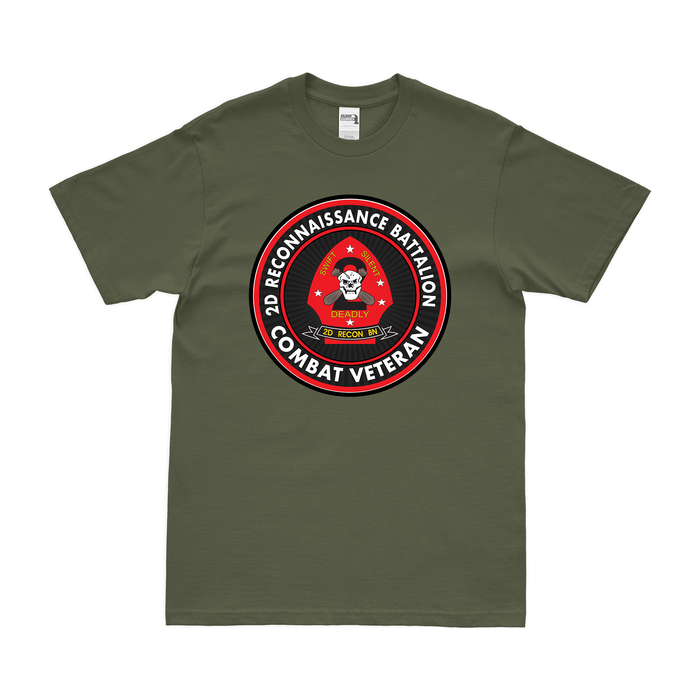 2nd Recon Bn Combat Veteran T-Shirt Tactically Acquired Military Green Clean Small