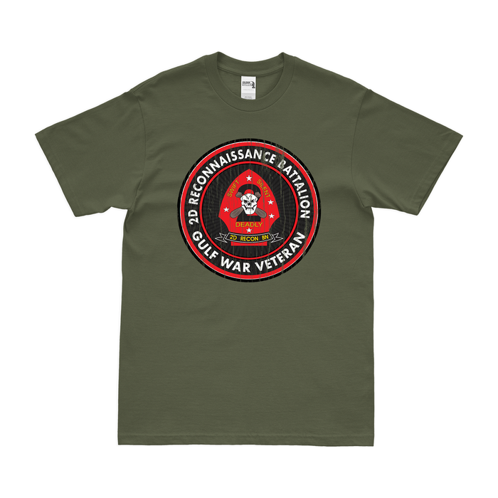 2nd Recon Bn Gulf War Veteran T-Shirt Tactically Acquired Military Green Distressed Small
