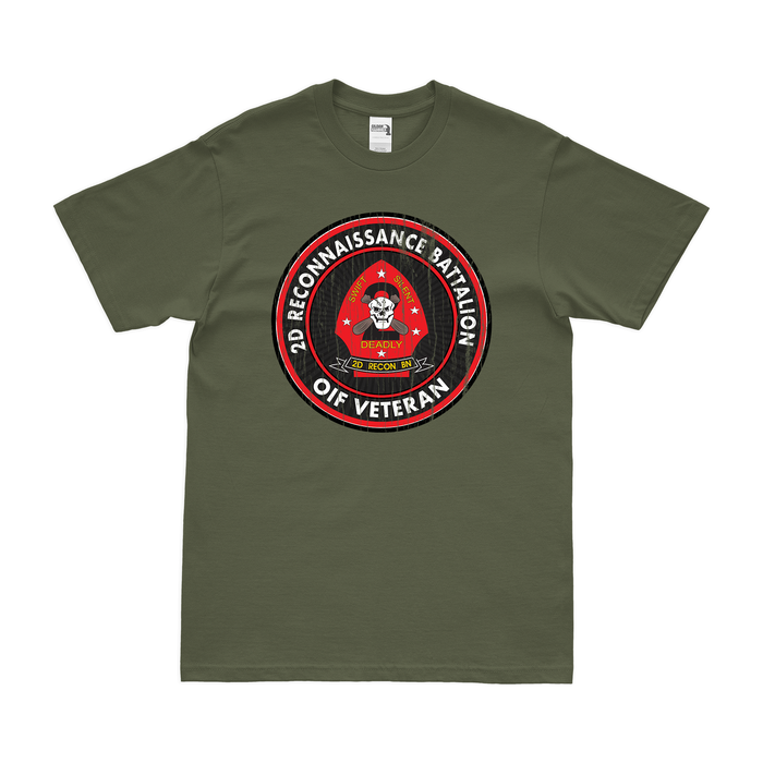 2nd Recon Bn OIF Veteran T-Shirt Tactically Acquired Military Green Distressed Small