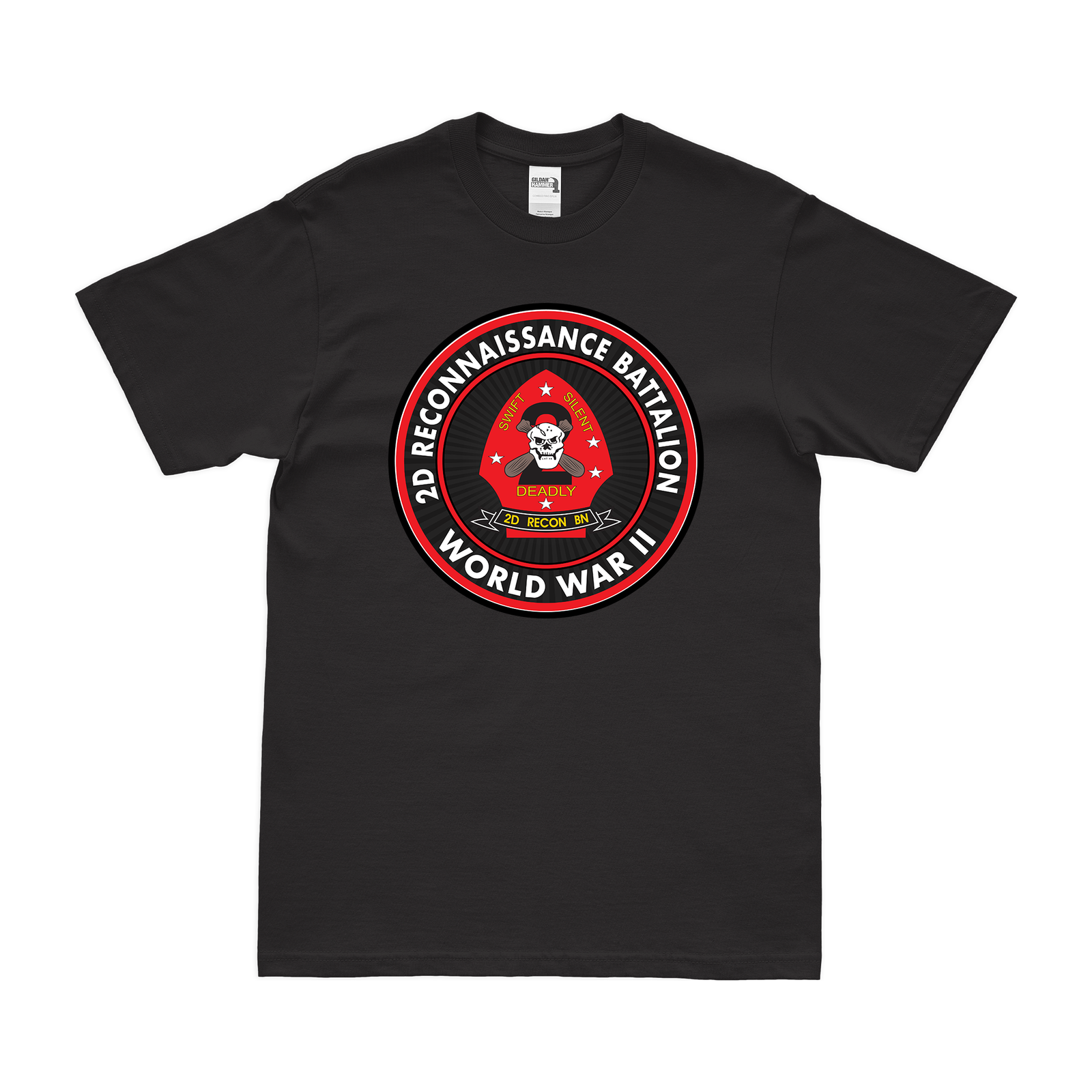 2nd Recon Bn WW2 Legacy T-Shirt Tactically Acquired Black Clean Small