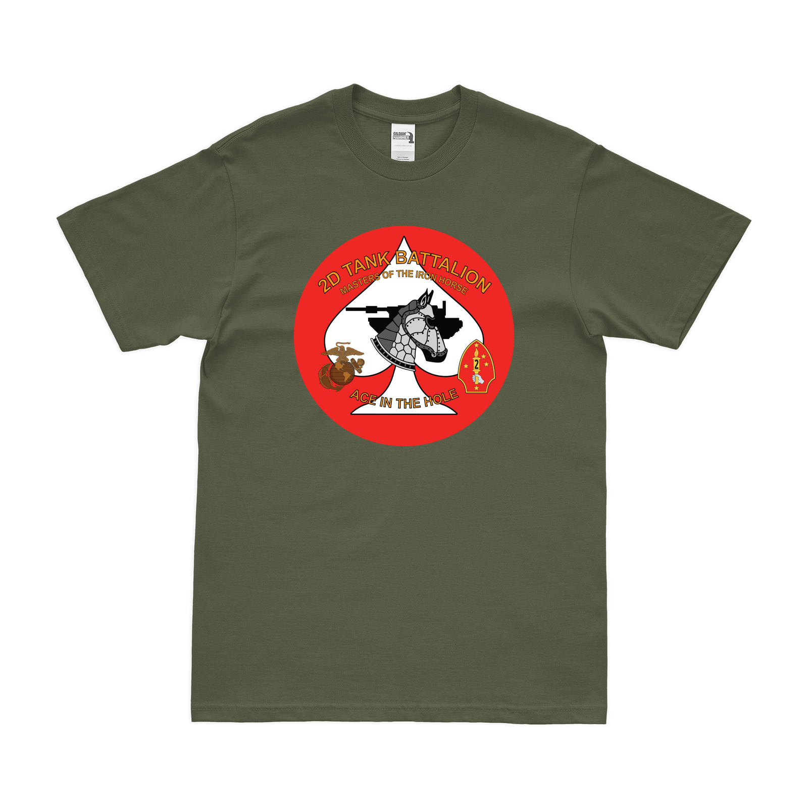 2nd Tank Battalion USMC T-Shirt Tactically Acquired Military Green Clean Small