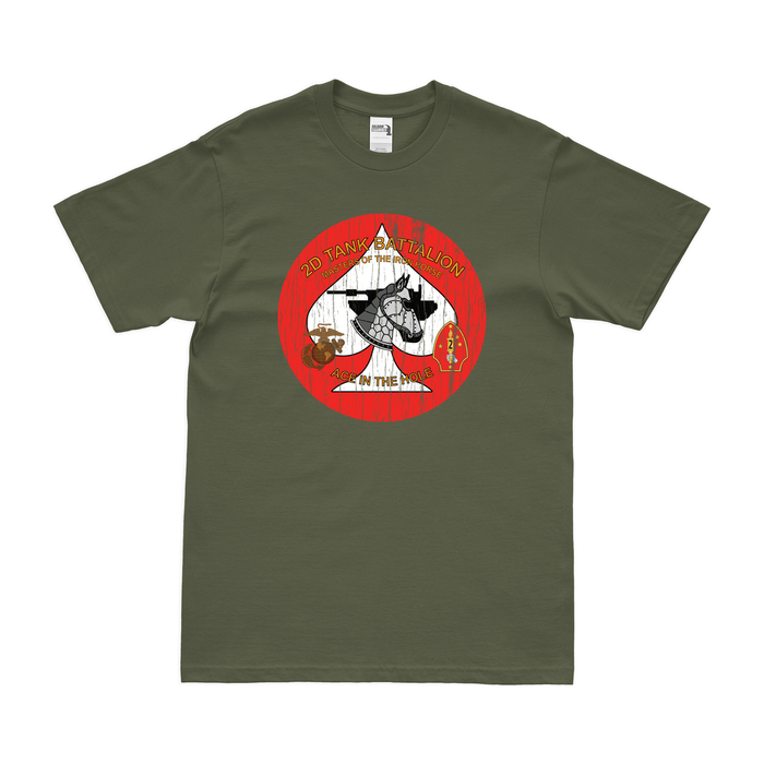 2nd Tank Battalion USMC T-Shirt Tactically Acquired Military Green Distressed Small