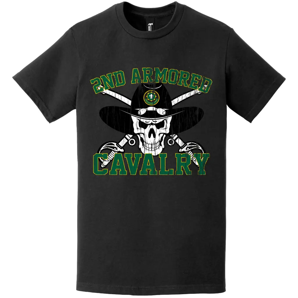 Distressed 2nd Armored Cavalry Regiment (2nd ACR) Saber Skull T-Shirt Tactically Acquired   