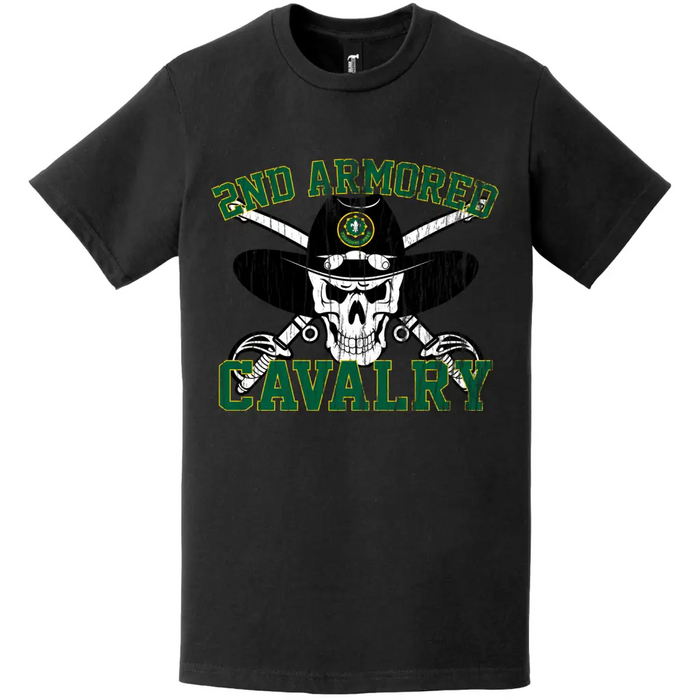 Distressed 2nd Armored Cavalry Regiment (2nd ACR) Saber Skull T-Shirt Tactically Acquired   