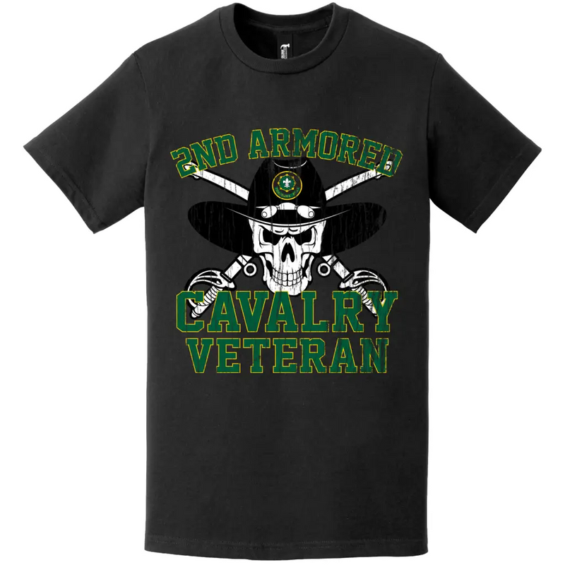 Distressed 2nd Armored Cavalry Regiment (2nd ACR) Veteran Saber Skull T-Shirt