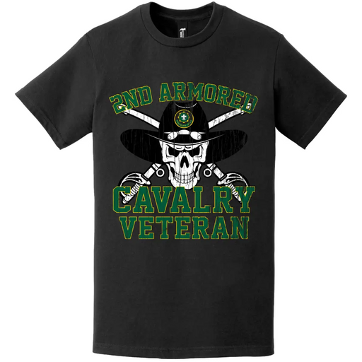 Distressed 2nd Armored Cavalry Regiment (2nd ACR) Veteran Saber Skull T-Shirt Tactically Acquired   