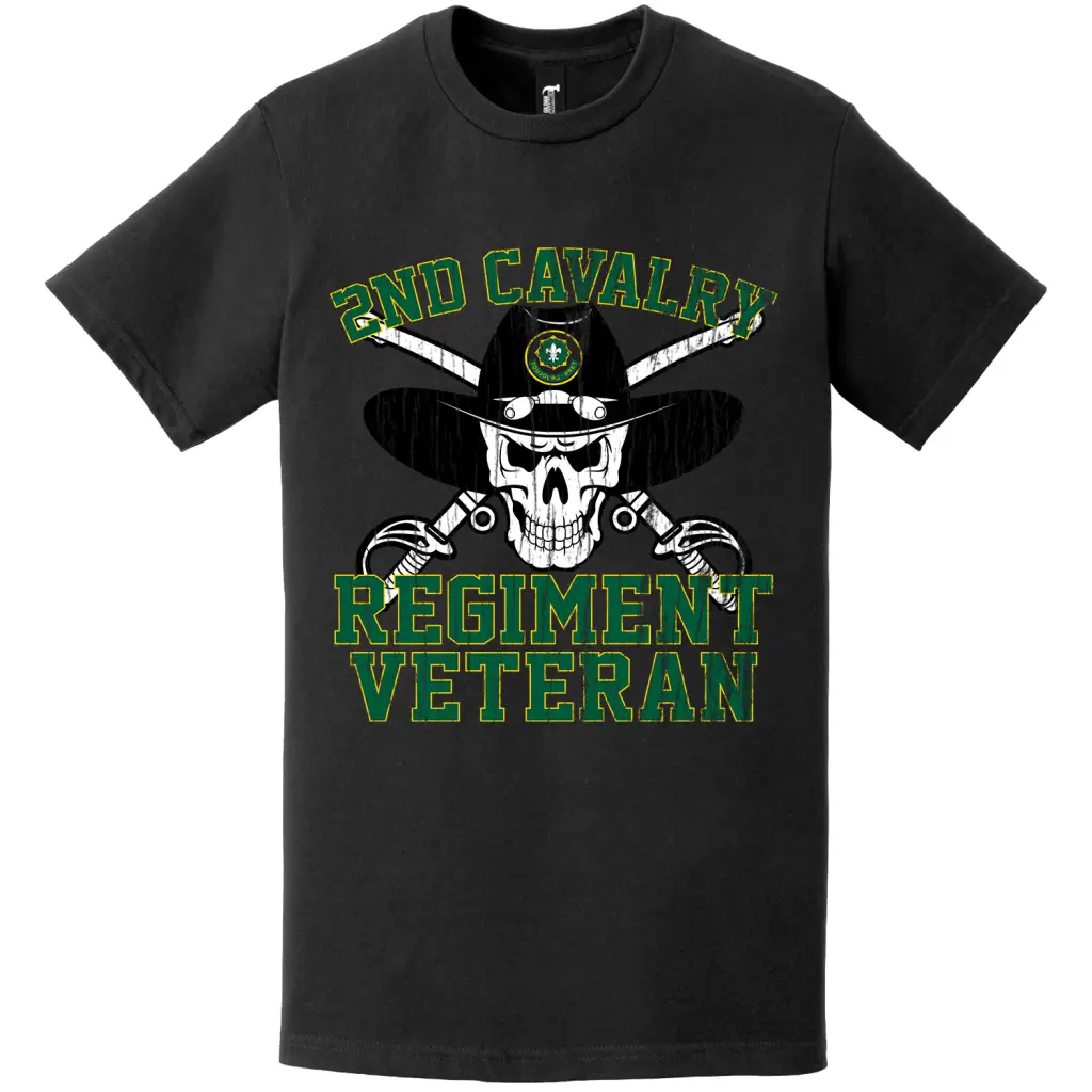 Distressed 2nd Cavalry Regiment Veteran Saber Skull T-Shirt Tactically Acquired   