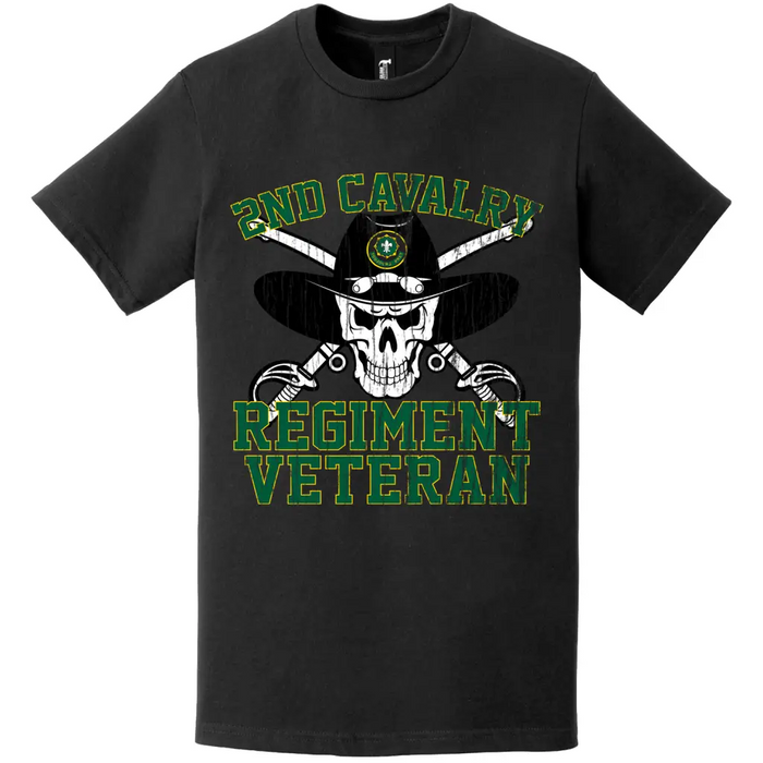 Distressed 2nd Cavalry Regiment Veteran Saber Skull T-Shirt Tactically Acquired   