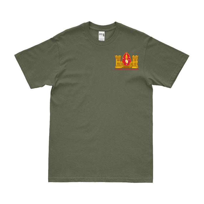 2nd Combat Engineer Battalion (2nd CEB) Left Chest T-Shirt Tactically Acquired Small Military Green 