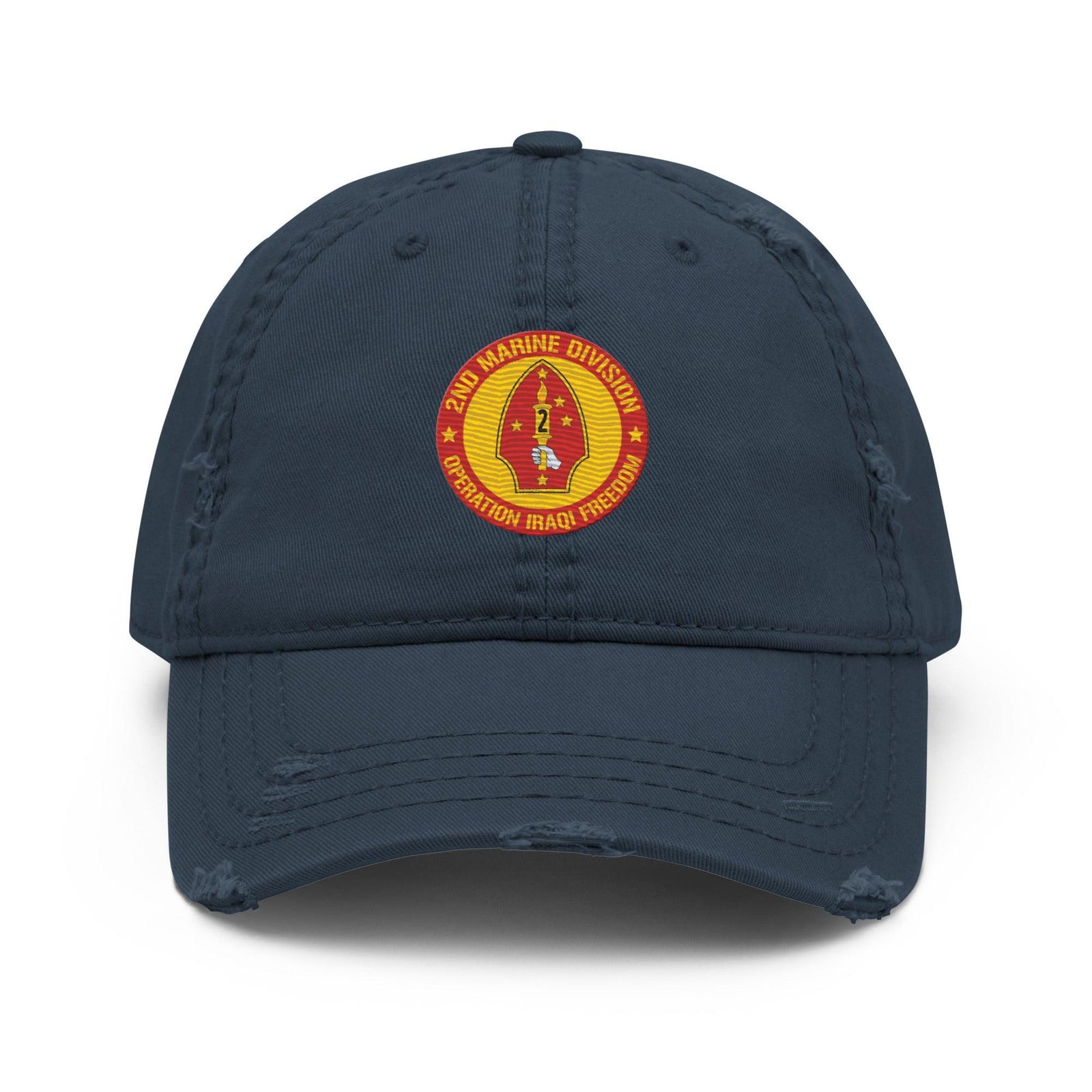 2nd Marine Division (2nd MARDIV) OIF Veteran Distressed Dad Hat Tactically Acquired Navy  