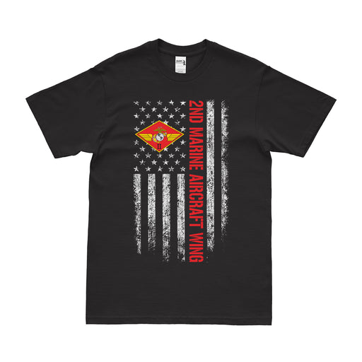 2nd Marine Aircraft Wing (2nd MAW) American Flag T-Shirt Tactically Acquired Small Black 
