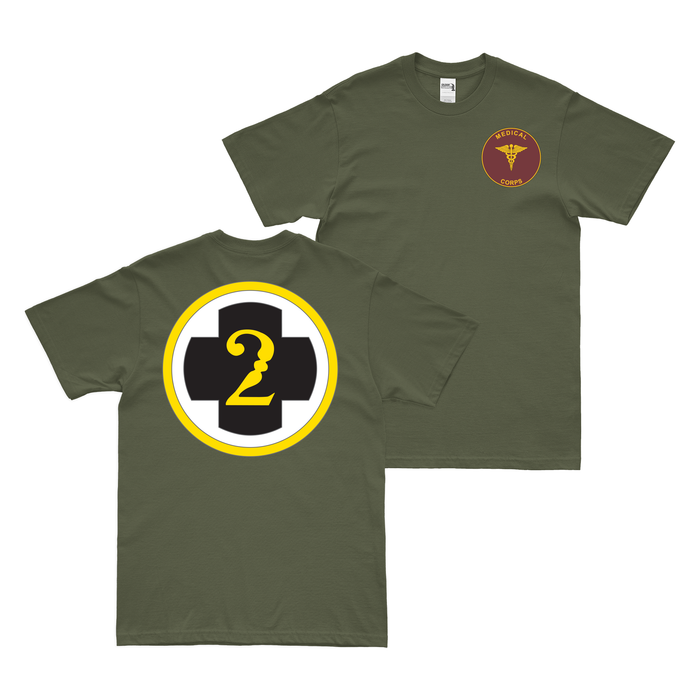 Double-Sided 2nd Medical Brigade Logo T-Shirt Tactically Acquired Military Green Small 