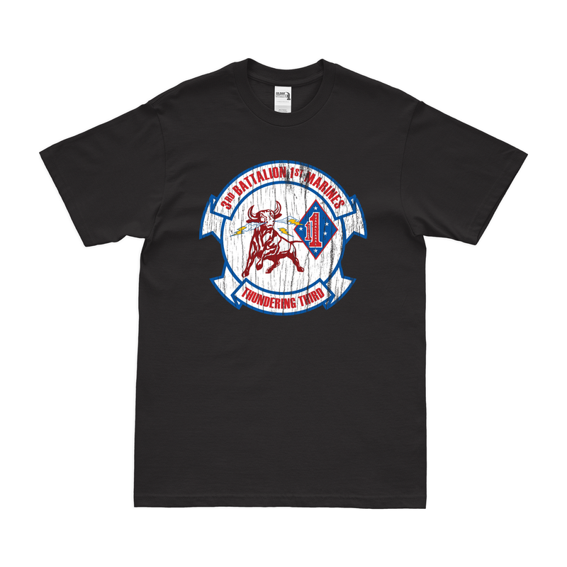 Distressed 3rd Bn 1st Marines (3/1 Marines) Logo T-Shirt