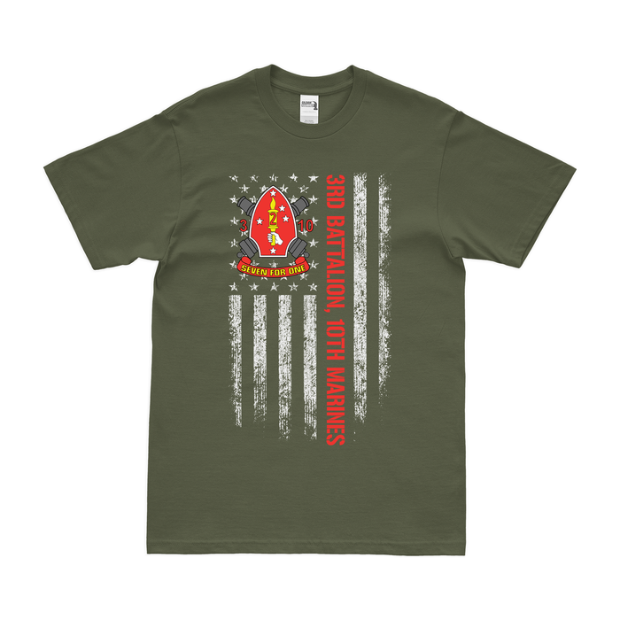 3/10 Marines American Flag T-Shirt Tactically Acquired Military Green Small 