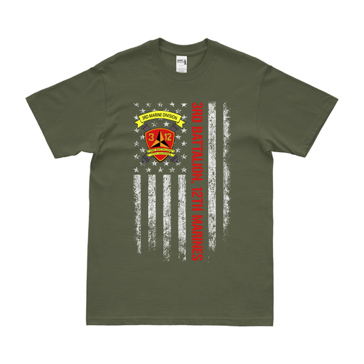 3/12 Marines American Flag T-Shirt Tactically Acquired Military Green Small 