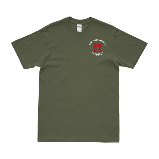 A Co 3-187 IN, 3BCT, 101st ABN (ASSLT) Left Chest Tori T-Shirt Tactically Acquired Military Green Small 