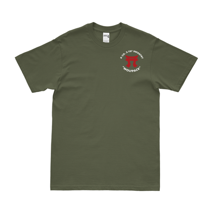 D Co 3-187 IN, 3BCT, 101st ABN (ASSLT) Left Chest Tori T-Shirt Tactically Acquired Military Green Small 