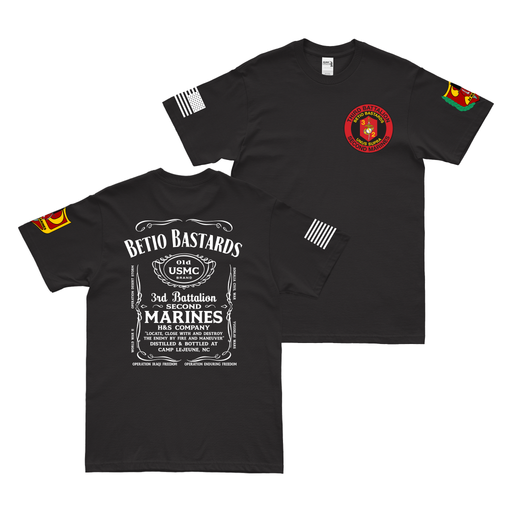 3/2 Marines H&S Company Whiskey Label T-Shirt Tactically Acquired Black Small 