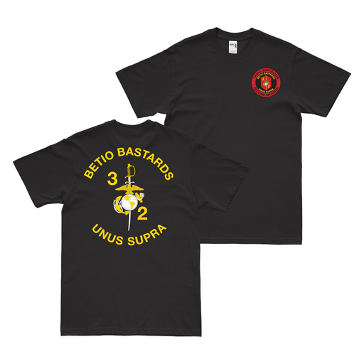 Double-Sided 3/2 Marines Logo T-Shirt Tactically Acquired Black Small 