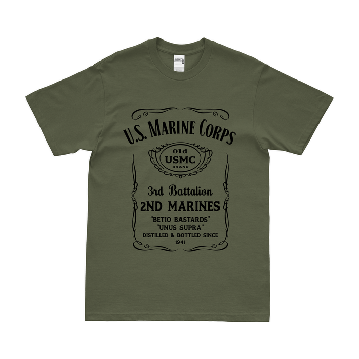 3rd Battalion 2nd Marines (3/2 Marines) Whiskey Label T-Shirt Tactically Acquired   