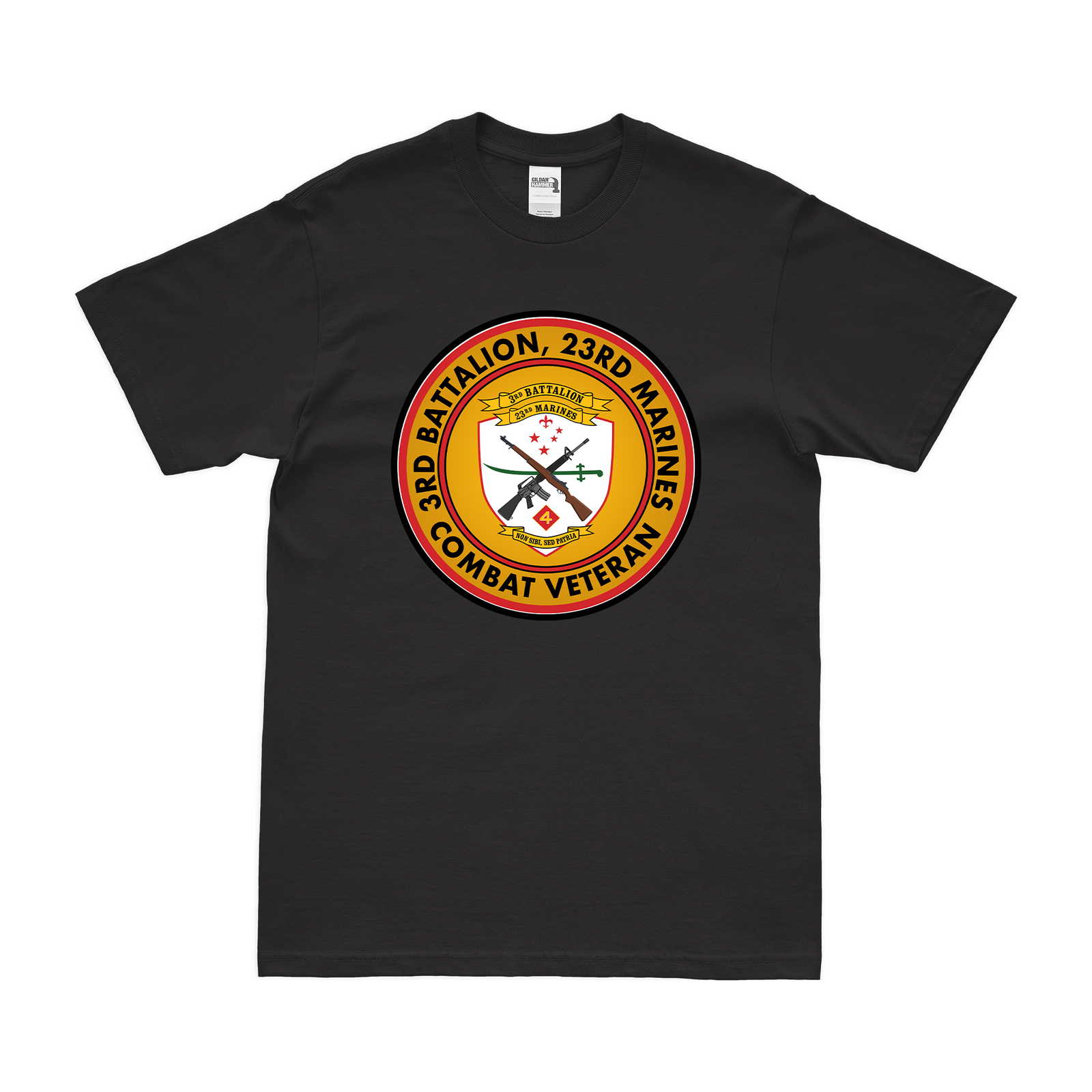 3-23 Marines Combat Veteran T-Shirt Tactically Acquired Black Clean Small