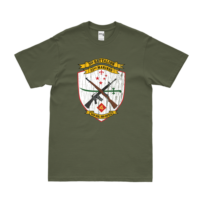3/23 Marines Unit Logo Emblem T-Shirt Tactically Acquired Military Green Distressed Small