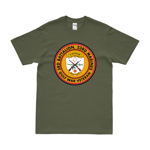 3-23 Marines Gulf War Veteran T-Shirt Tactically Acquired Military Green Clean Small