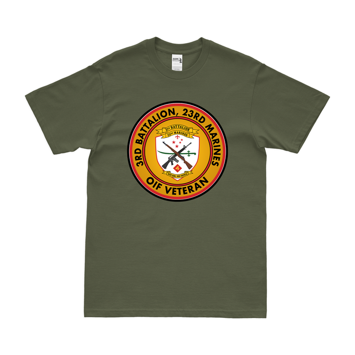 3-23 Marines OIF Veteran T-Shirt Tactically Acquired Military Green Clean Small