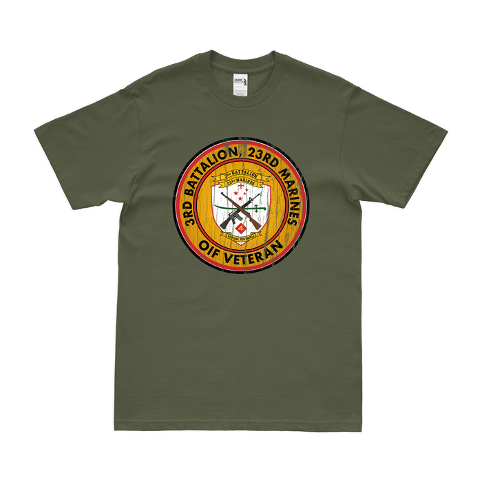 3-23 Marines OIF Veteran T-Shirt Tactically Acquired Military Green Distressed Small