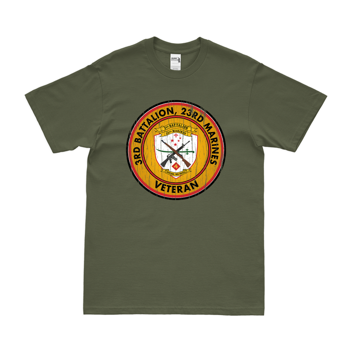3-23 Marines Veteran T-Shirt Tactically Acquired Military Green Distressed Small